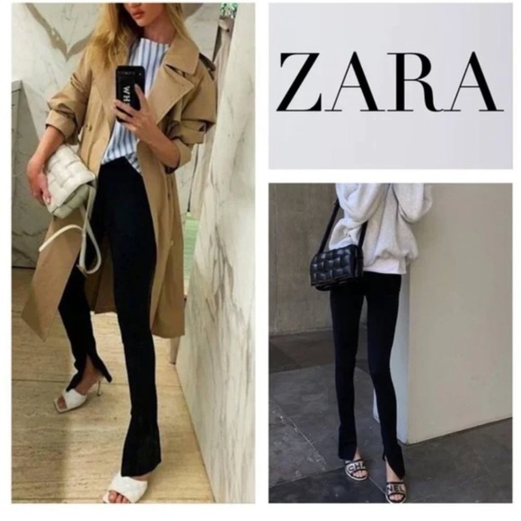 Zara Pants - ZARA Blogger Fave Slit Hem Slimming High Rise Flare Black Pants XL